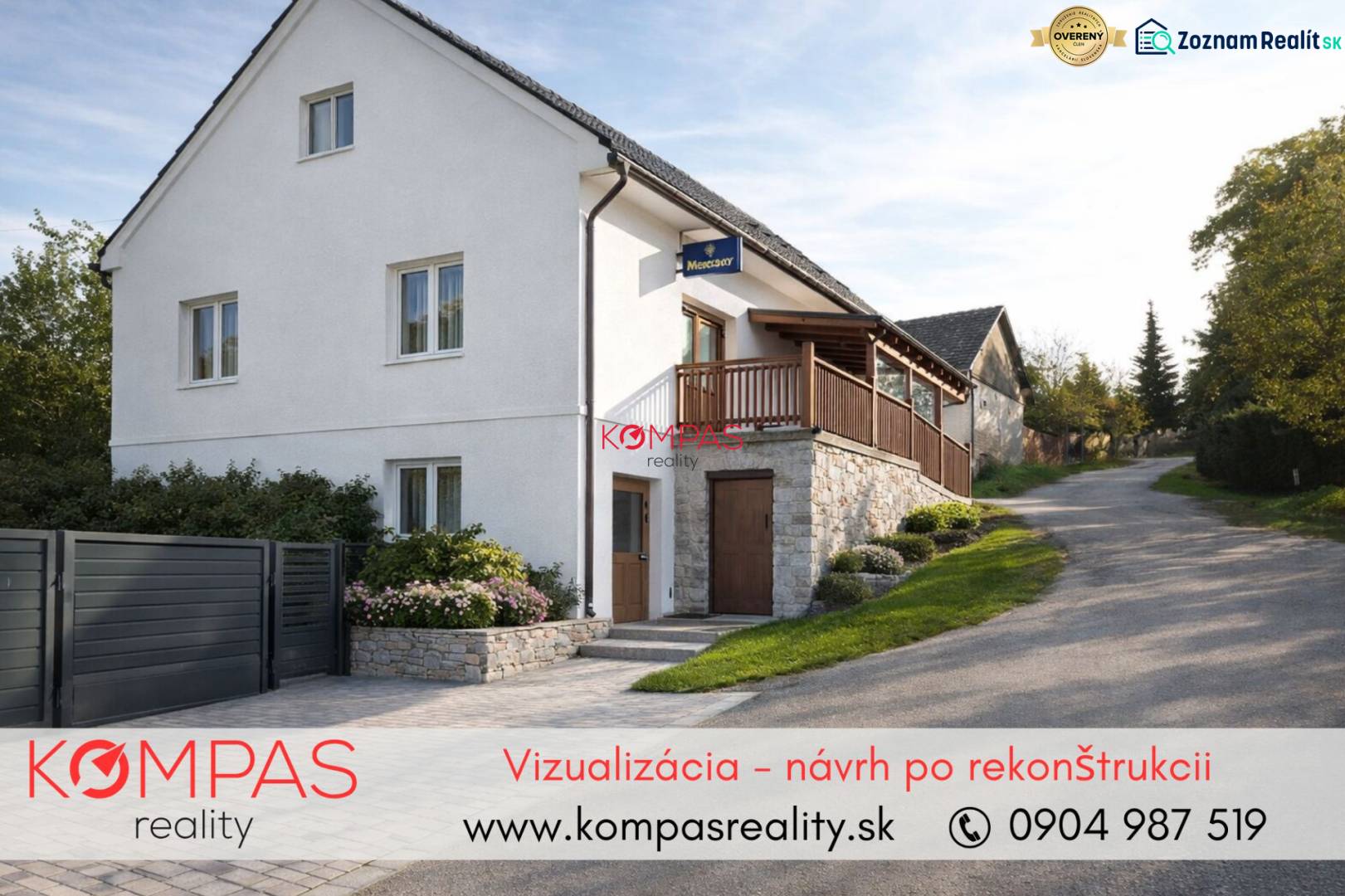 Bílý dům s kamennými detaily a zahradou, Vígľašská Huta-Kalinka, obchodní prostory.