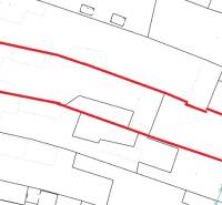 Katastrální mapa v Chocholné-Velčice pro Pozemky - bydlení, zvýrazněná červenou linií.