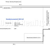 Plán stavebního pozemku pro bydlení s výměrou 1012 m² na Dubové cestě, Dvory nad Žitavou.