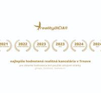 Ocenění pro realitní kancelář v Trnavě za roky 2021-2024 na ulici Štúrova.