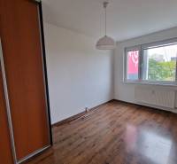Pokoj ve 4-pokojovém bytě s dřevěnou podlahou a vestavěnou skříní.