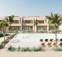 Apartmánový komplex s bazénem a palmami na Rhodu, ideální místo pro relaxaci.