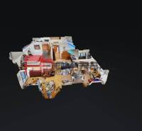 3D půdorys s vybavením interiéru Rodinného domu. Zobrazeny jsou jednotlivé místnosti.