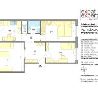 Půdorys zobrazuje 3-pokojový byt s rozlohou 71,8 m² na Wolkrově v Petržalce.