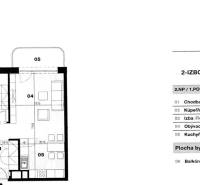 Půdorys 2-pokojového bytu u ulice Cvernovka s rozlohou 52,02 m² a balkonem.