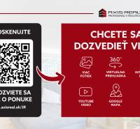 Nabídka QR kódu pro více informací o 2-pokojovém bytě se šesti interaktivními možnostmi.