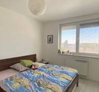 Ložnice ve 3pokojovém bytě se slunečním oknem, velkou postelí a pokojovými rostlinami.