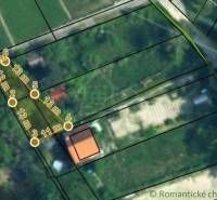 Letecký pohled na nemovitost v zahradách Malacek s vyznačenou délkou hranic pozemku.