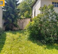 Zahrada v Grossinzersdorfu s travnatou plochou a keři u stěn gastro prostor.