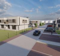 Řadové domy na ulici Triblavinská v Chorvatském Grobu s parkováním a zelení.