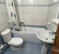 Koupelna v rekreačním apartmánu, s vanou, umyvadlem a toaletou.