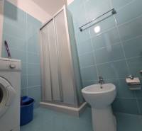 Koupelna v rekreačním apartmánu s pračkou, sprchovým koutem a bidetem.