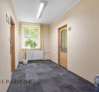 Chodba ve vstupní oblasti kanceláře s květinou a nesenou vodou.