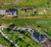 Letecký pohled na pozemek pro bydlení v Rakové, obsahující plochu 1234 m².