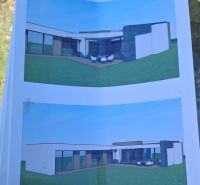 Vizualizace projektů v Šelpicích na pozemcích pro bydlení se zahradním exteriérem.