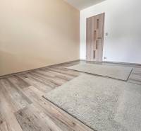 Pokoj v rodinném domě s podlahou s dřevěným dekorem a světlými stěnami.