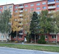 Bytový dům na Hviezdoslavově ulici v Senici s okolní zelení a stromy.