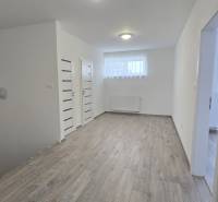 Chodba v rodinném domě s podlahou s dřevěným dekorem a zábradlím.