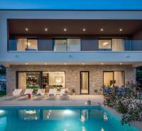 Vila v Bale s bazénem a terasou, obklopená zelení a odpočinkovými prostory.