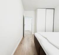 Pokoj v 2pokojovém bytě s podlahou s dřevěným dekorem a vestavěnou skříní.