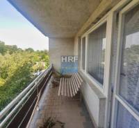 Balkon rodinného domu s dřevěnou lavicí, rostlinou a výhledem na zahradu v Radošovicích.