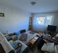 Obývací pokoj v 3-pokojovém bytě s podlahou s dřevěným dekorem a nábytkem.