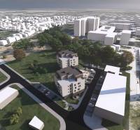 Letecký pohled na novou budovu na Sportovní ulici v Galantě.