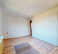 Pokoj v rodinném domě s podlahou s dřevěným dekorem a velkými okny.