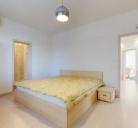 Ložnice s manželskou postelí a vestavěnou skříní v bytě s 5 a více pokoji.