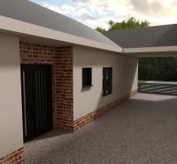 Rodinný dům v Cíferi se zasklenými okny a cihlovým dekorem stěn.