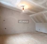 Neposkytnutý podkrovní prostor v rodinném domě, světlé stěny a dřevěná podlaha.