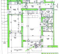 Půdorys obchodních prostor na Mozartově v Bratislavě s restaurací a sklady.