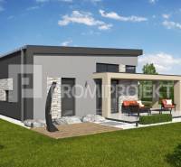 Rodinný dům ve městě Štvrtok na ulici Štvrtok, trávník, terasa, stromy, obloha.