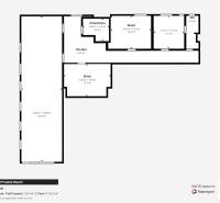 Půdorys obchodních prostor na Beňadické v Bratislavě - Petržalka s několika sklady.