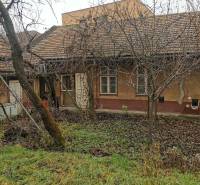 Rodinný dům v Komárně s travnatým dvorem, zimní stromy a starší architektura.