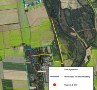 Letecká mapa zobrazující cestu k pozemku C 3342 v oblasti Rekreačních pozemků u Nové Vsi nad Váhom.