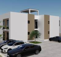 Rekreační apartmán v Ciove se zaparkovanými auty a okolní zelení.