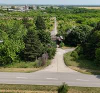 Cesta ohraničená zelení poskytuje výhled na komerční pozemky v Ivance pri Nitře.