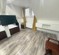 Pokoj s podlahou s dřevěným dekorem, moderní televize a nábytek v 1-pokojovém bytě.