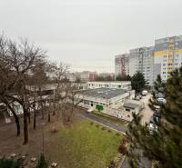 Výhled na sídliště Bratislava - Lúky, obklopené zelení a paneláky.