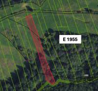 Mapa zemědělských a lesních pozemků v Malachově s vyznačenou parcelou.