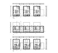 Půdorys rodinných domů v Čiovu zobrazuje dispozici několika podlaží vily.