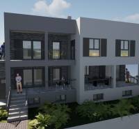 Rekreační apartmán na Čiovu s výhledem na zeleň a terasou.