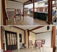 Zahrada rodinného domu na Laborecké ulici ve Spišské Nové Vsi s plastovým posezením.