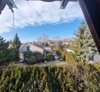 Zahrada rodinného domu s výhledem na Jeleneckou ulici v Nitře, obklopená zelení.