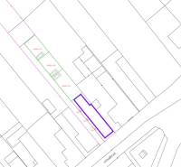 Mapa parcely na Litoměřické ulici v Topoľčiankách, označení pozemku.