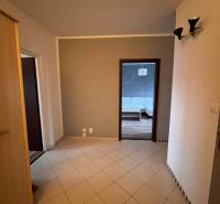 Předsíň v 2-pokojovém bytě s pohledem na podlahu s dřevěným dekorem.