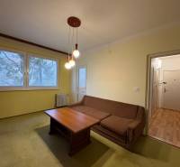 Obývací pokoj v 3pokojovém bytě s pohovkou a stolem.