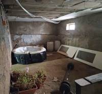 Ve sklepě rodinného domu jsou květináče s rostlinami, vířivka, bary a stavební materiál.