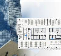 Skleněný mrakodrap v Bratislavě - Nivy, Mlynské nivy, vedle plán kanceláří.
